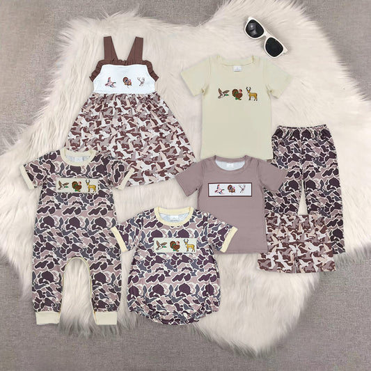 RTS NO MOQ baby Girls Clothes thanksgiving day turkey short sleeve shorts Sets and dress romper