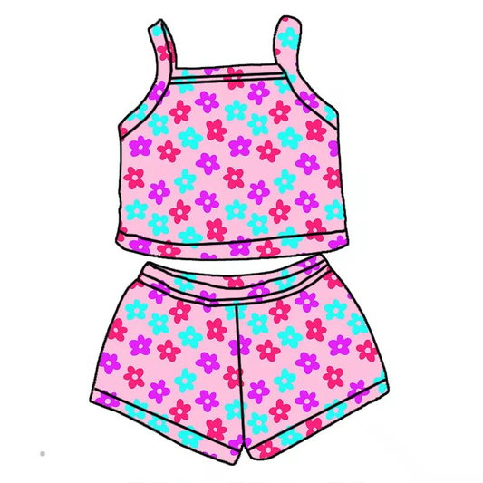 Custom summer baby girls clothes short sleeve shorts set