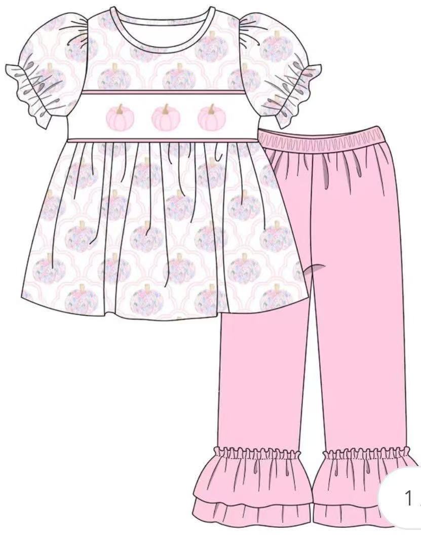Custom moq 5 each style eta 6-7weeks baby girl clothes pumpkin short sleeve pants set 2 and brief set and rompers-25.8.9