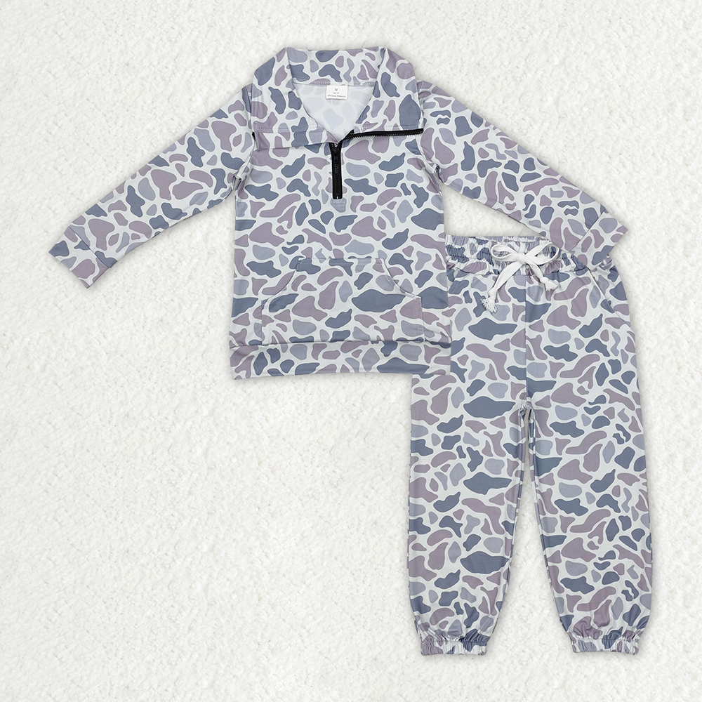 RTS NO MOQ Baby Boys Clothes Camouflage duck long-sleeved pants set