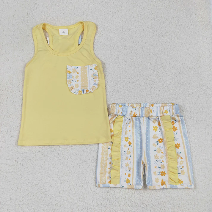 RTS NO MOQ baby girl Clothes camouflage short sleeve shorts Sets