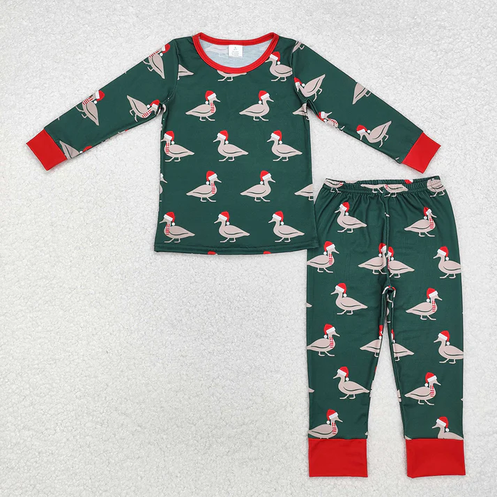 RTS NO MOQ Family Children Adults Christmas Ducks Bamboo Pajamas Sets