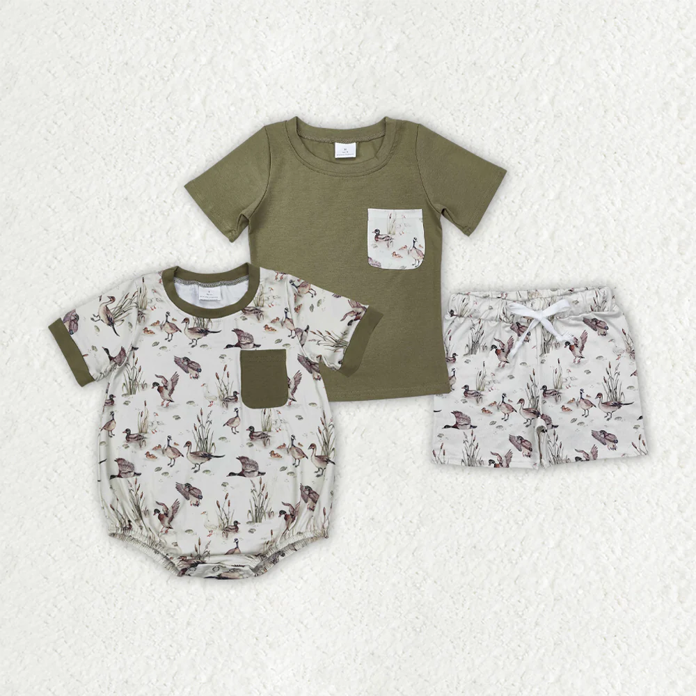 RTS NO MOQ baby boy clothes duck short sleeve Rompers Clothes Sets