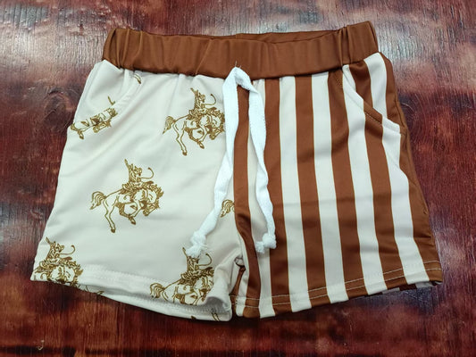 Custom moq 3 eta 6-7weeks baby boy clothes riding horse striped Summer Shorts
