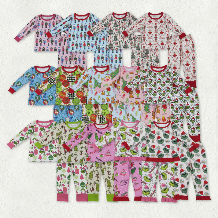 RTS NO MOQ Sibling Baby Girls Boys clothes Christmas long Sleeve Pants pajamas Sets