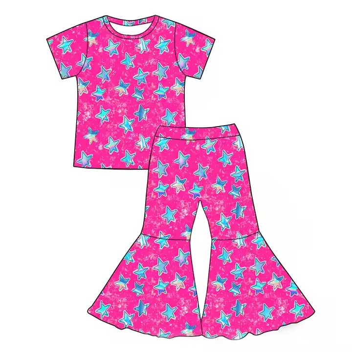 Custom moq 5 each style eta 6-7weeks baby girl clothes short sleeve pants set 5-25.8.7