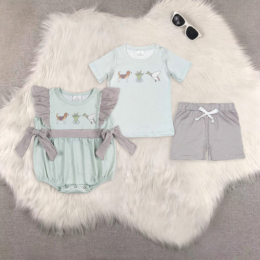 RTS NO MOQ baby boy and girls short-sleeved shorts suit romper