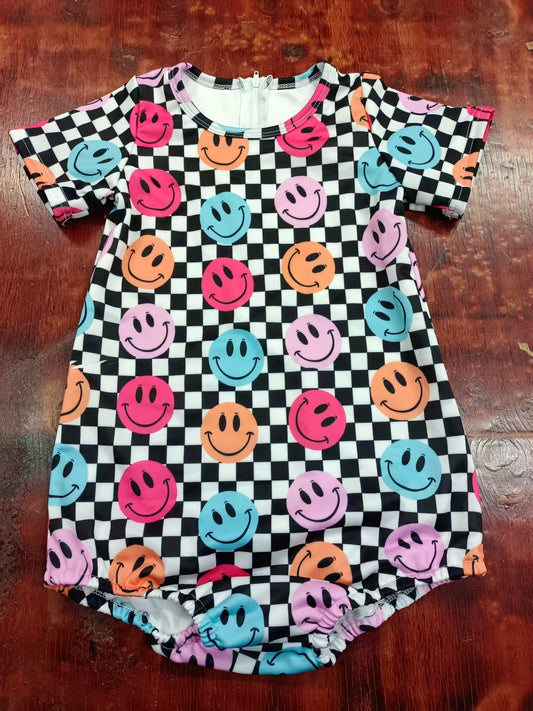 Custom moq 3 eta 6-7weeks baby girl clothes smiley short sleeve romper-25.4.30