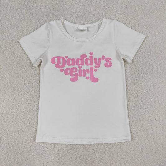 RTS NO MOQ（In Stock) GT1566 Daddy's Girl Letter White Short-Sleeved Top