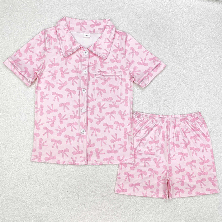 RTS NO MOQ Baby girl clothes Short Sleeve shorts pajamas Suit