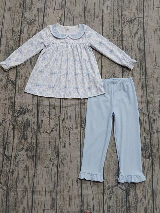 Custom moq 8 eta 6-8weeks baby girl clothes bow floral long-sleeved pants set-25.9.26