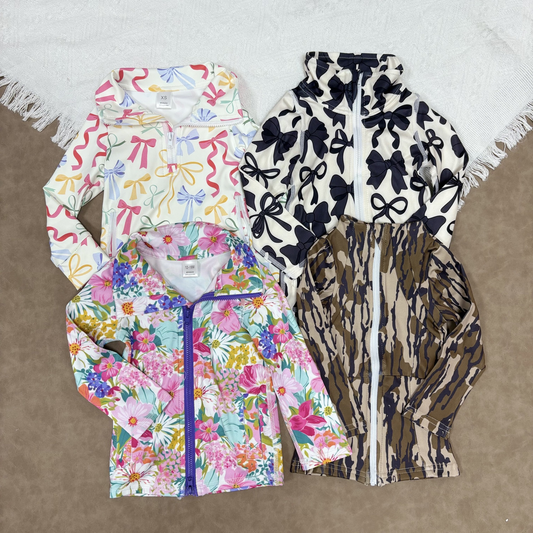 RTS NO MOQ Sibling baby girls clothes yoga Zip-Up Long Sleeve tops