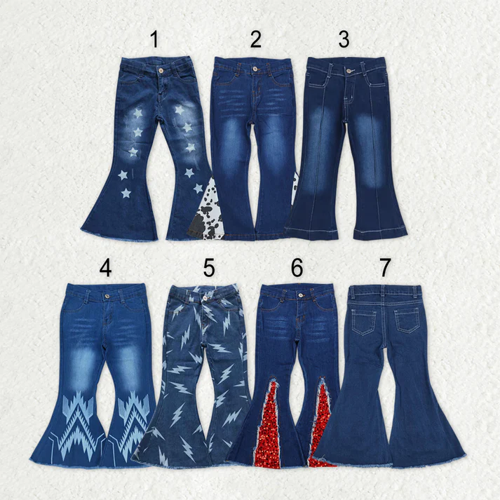 RTS NO MOQ Sibling Baby Girls Clothes Jeans: Flared & Ripped