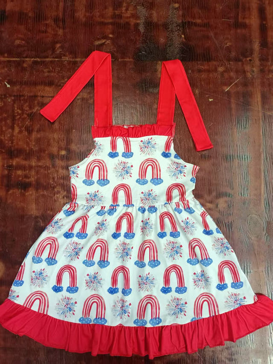 Custom moq 3 eta 6-7weeks baby girl clothes firework suspender dress