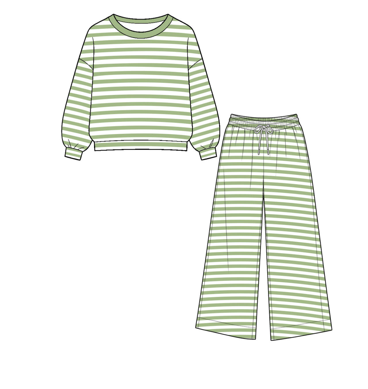 no moq GST01 Toddler Kids Stripe Print Crew Neck Long Sleeve Top Pant Casual Clothing Set