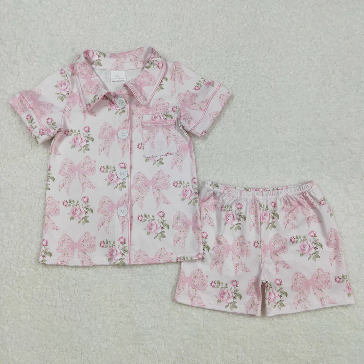 RTS NO MOQ baby girls Clothes short sleeve shorts pajamas Sets