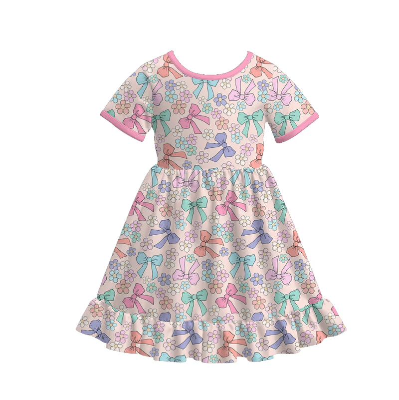 Custom moq 5 each style eta 6-7weeks milk silk baby girls summer short sleeves dresses 6-25.7.14