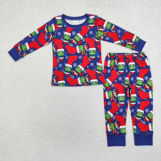RTS NO MOQ ETA 5/7days Arrived BLP0870 Boys blue long-sleeved pants pajamas set