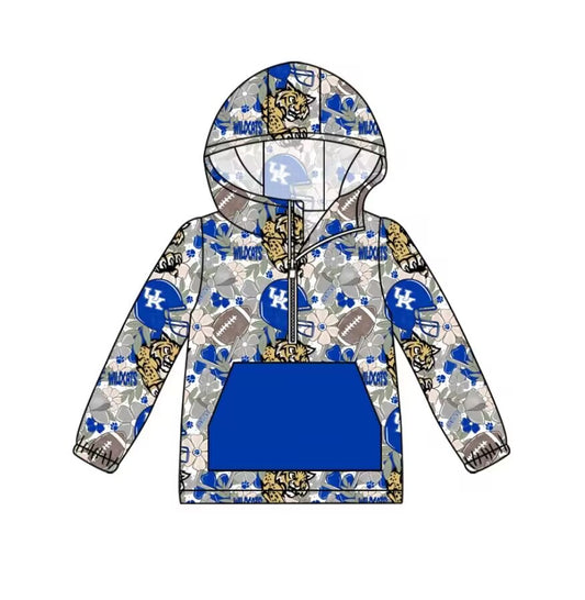Custom moq 3 eta 6-7weeks team baby boys clothes UK blue hooded long sleeve top