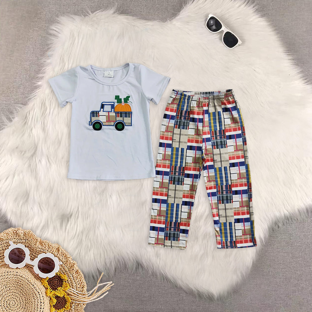 RTS NO MOQ Girls short sleeve pants Sets