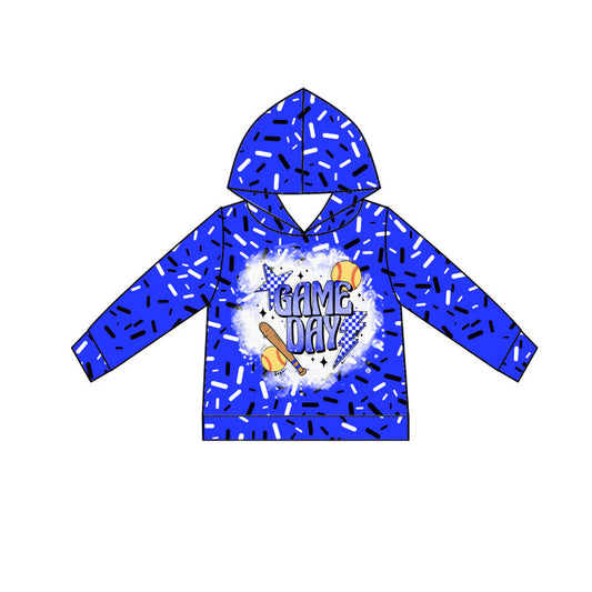 Custom moq 5 mix size milk silk summer team baby girls and boys clothes bow blue hooded long sleeve top-25.10.22
