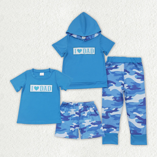 RTS Boys and girls embroidery dad Short Sleeve pants sets shorts sets