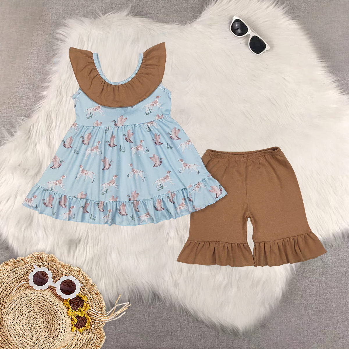 RTS baby girls Boys clothes duck summer Short Sleeve Shorts sets