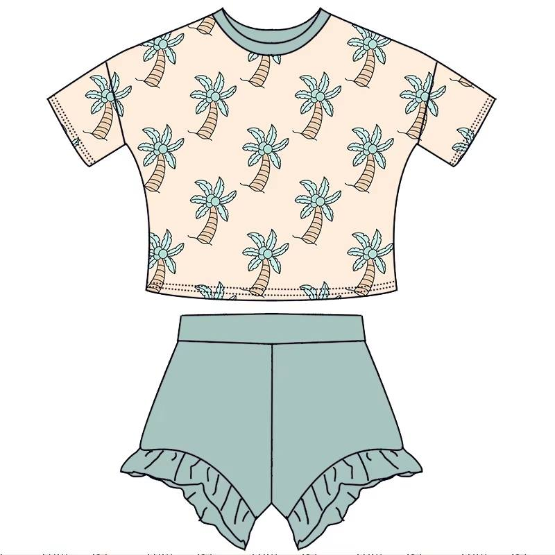 Custom moq 5 each style eta 6-7weeks baby girl clothes short sleeve shorts suits -25.7.28