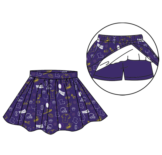 Custom moq 5 each style eta 6-7weeks baby girl clothes team purple skirts short-25.8.26