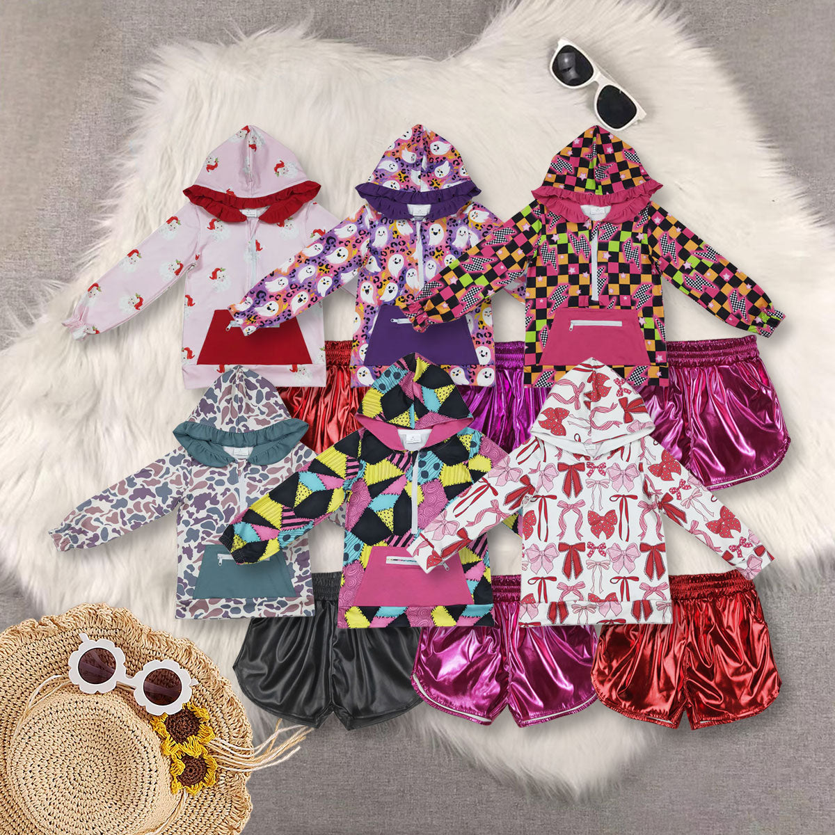 RTS NO MOQ Sibling Baby Girls Boys clothes hooded long sleeve Clothes Sets