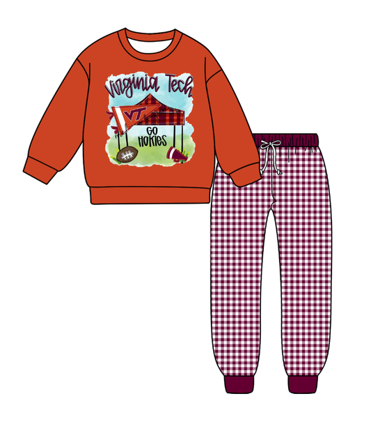 Custom moq 5 mix size milk silk summer teams baby boy clothes orange long sleeve pants sets-25.9.9
