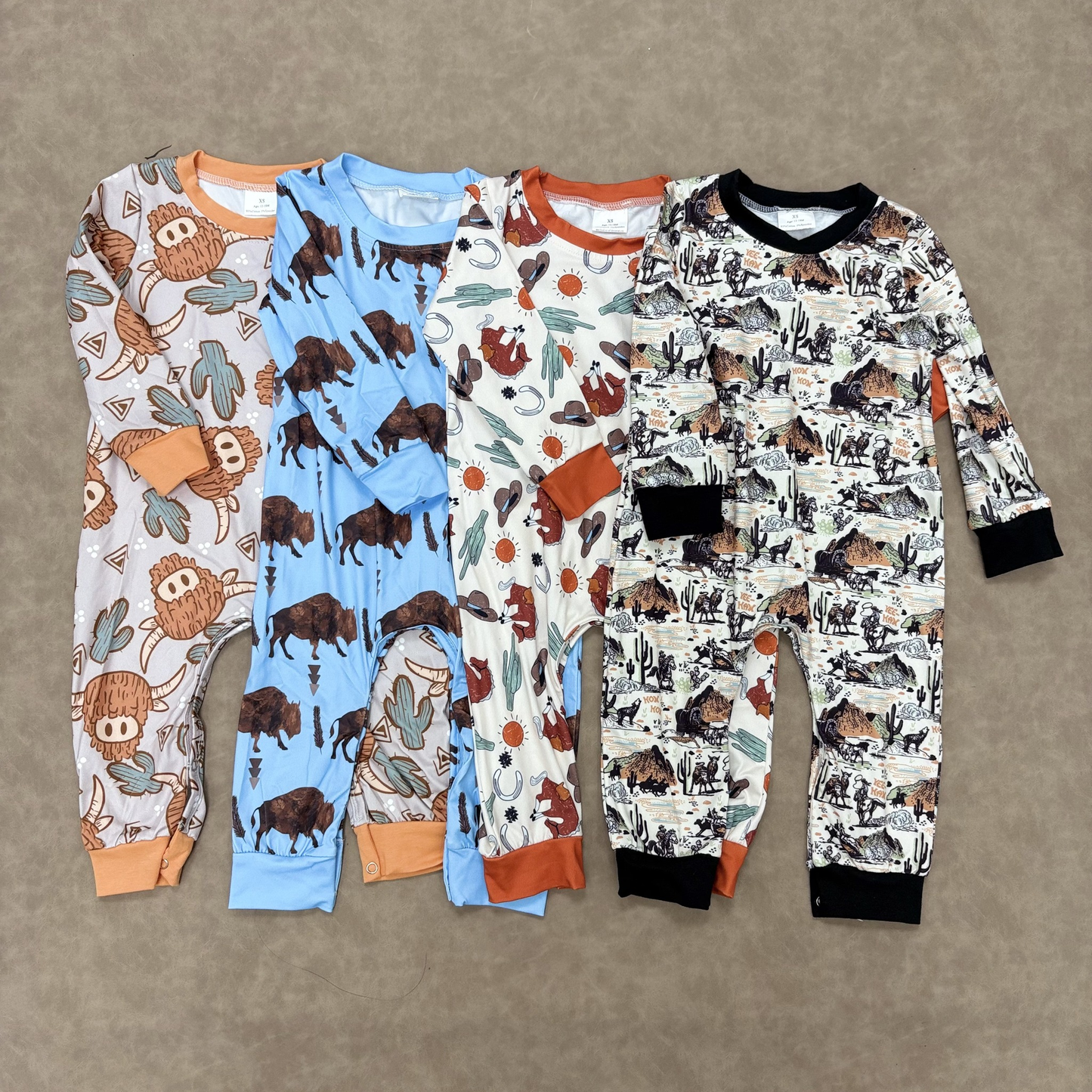 RTS NO MOQ Sibling Baby boy clothes catcus Print Fringe long sleeve Rompers