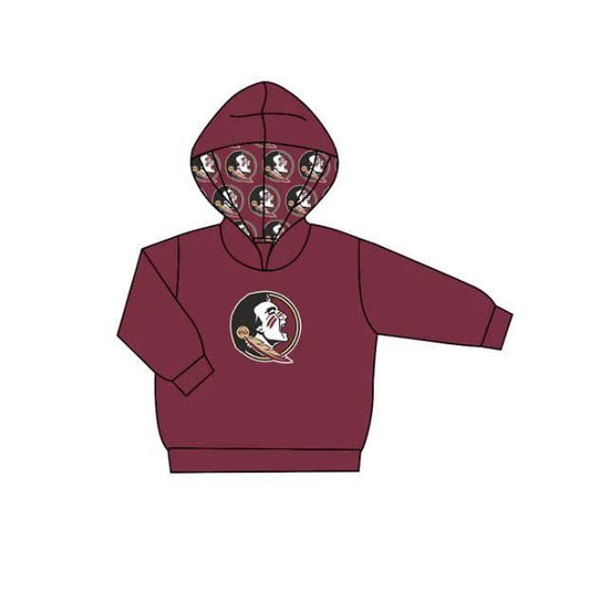 Custom moq 5 mix size milk silk baby girls clothes team brick red hooded long sleeve top-25.8.1