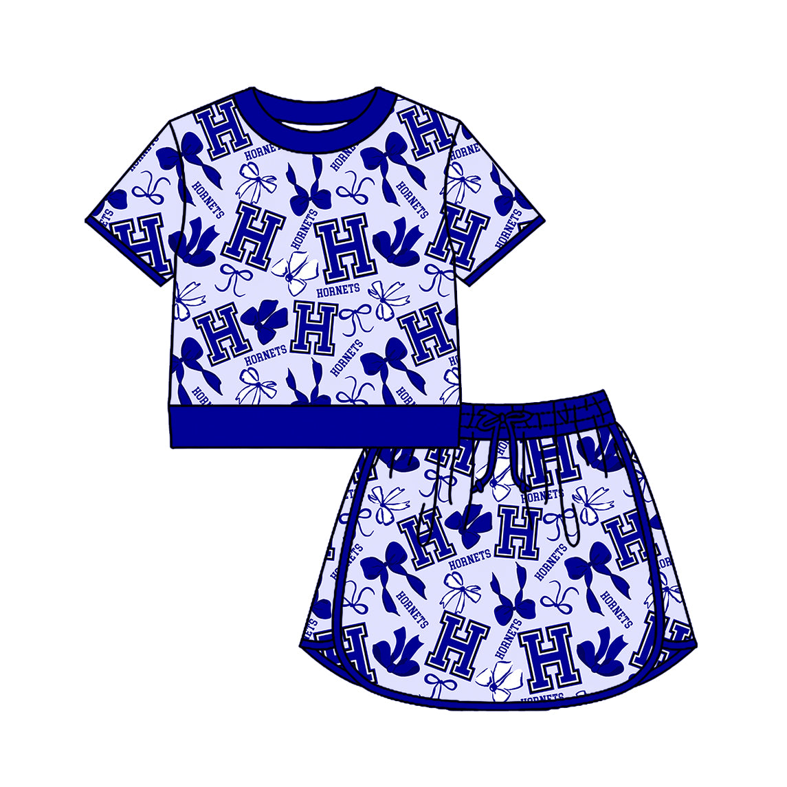 custom moq 5 mix size TH010628 BLUE WITH BOW yoga sets