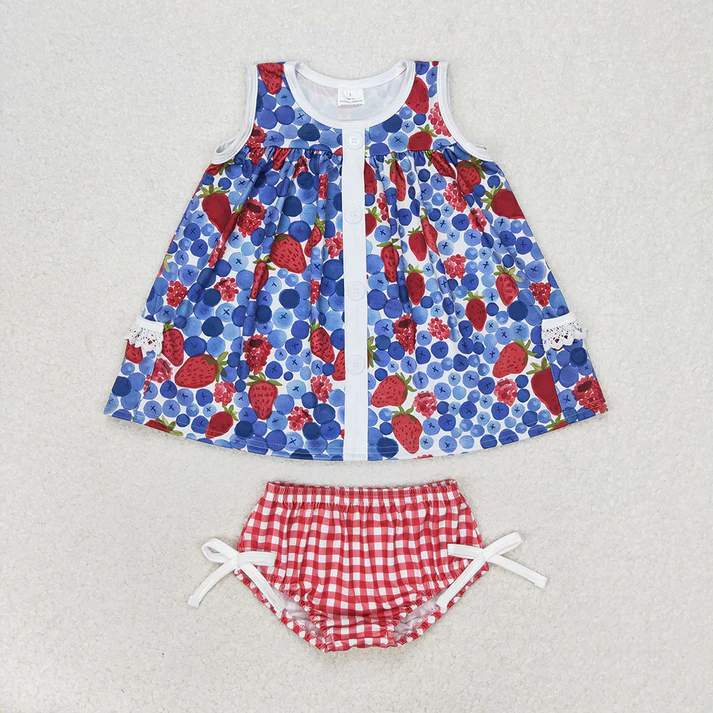 RTS no moq baby girls 4th of july Short Sleeve briefs sets