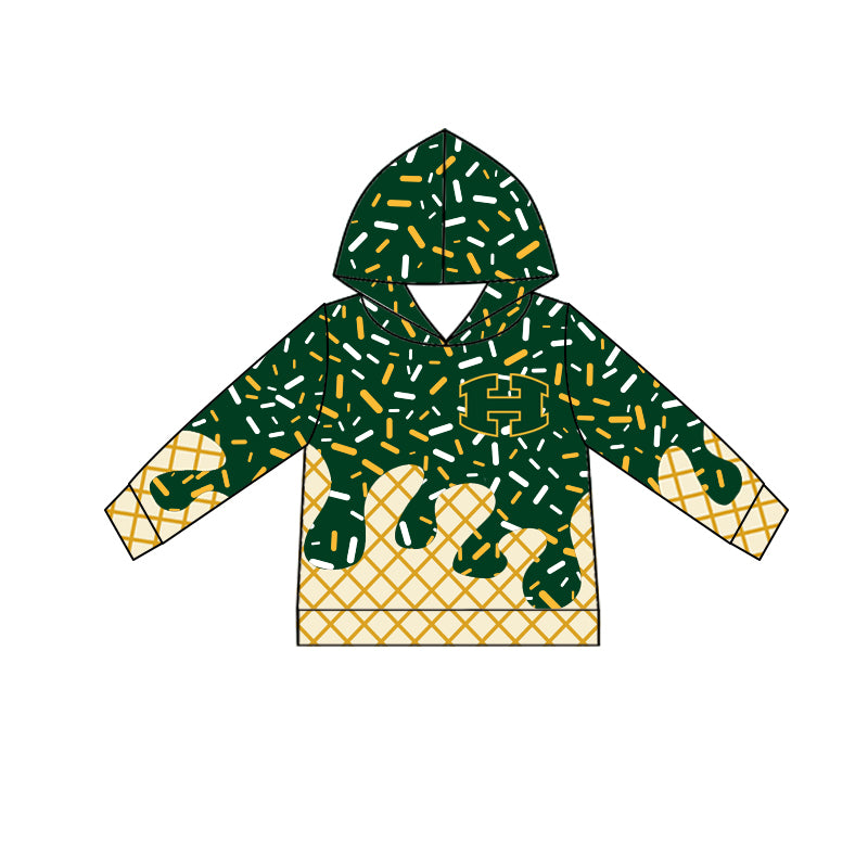 Custom Special character style green hooded tops