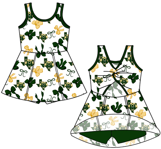 NB010623 Baby Girls Bow Team Sleeveless Yoga Skort Knee Length Dresses