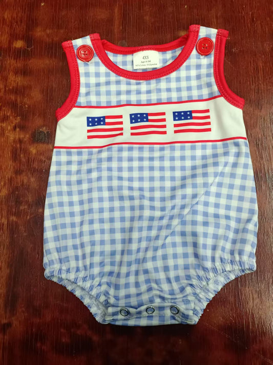 Custom moq 3 eta 6-7weeks baby boy clothes flag sleeveless romper