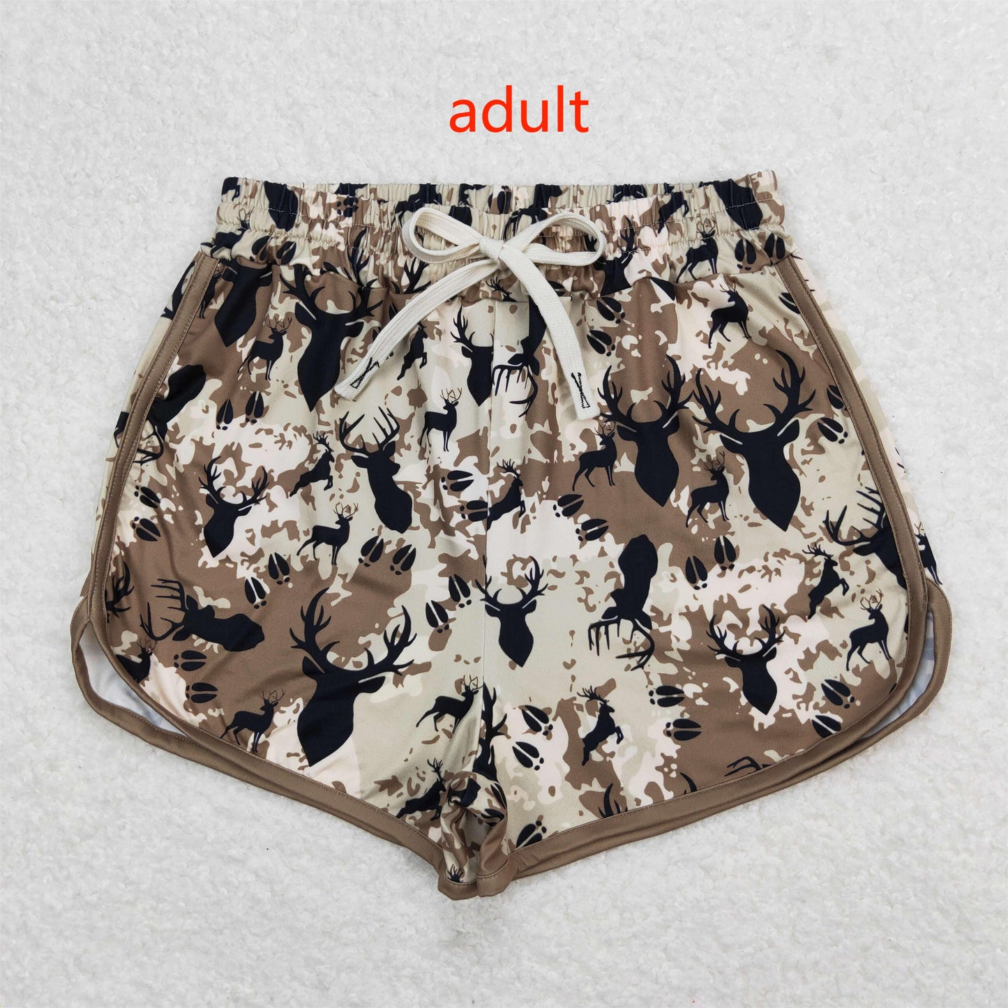 RTS NO MOQ Baby kid and adults Christmas elk tan sport yoga shorts