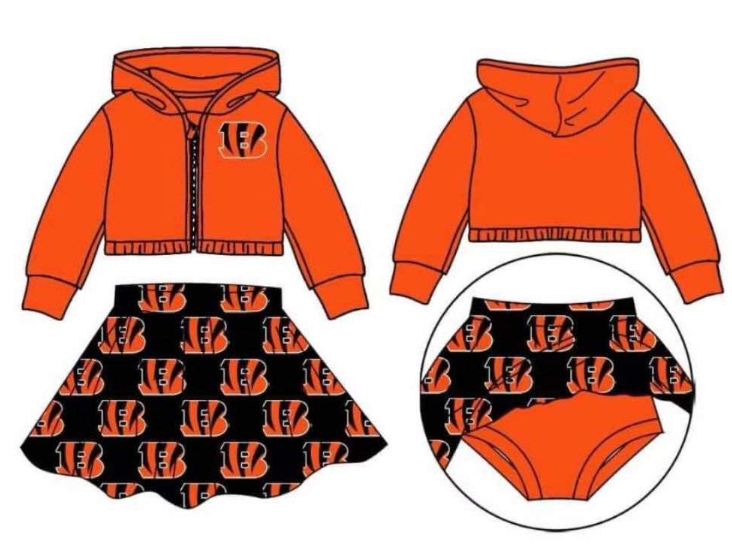 Deadline December 4  custom no moq eta 6-8weeks Orange Zipper Cheerleading Short Sleeve Shorts Set