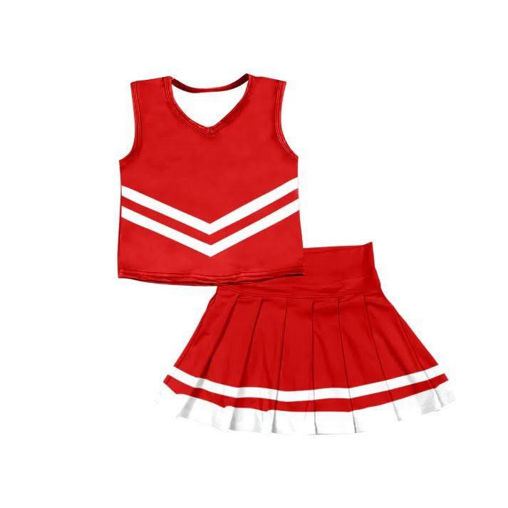 Custom moq 5 each style eta 6-7weeks baby girl clothes team red sleeveless skirts sets-25.8.11