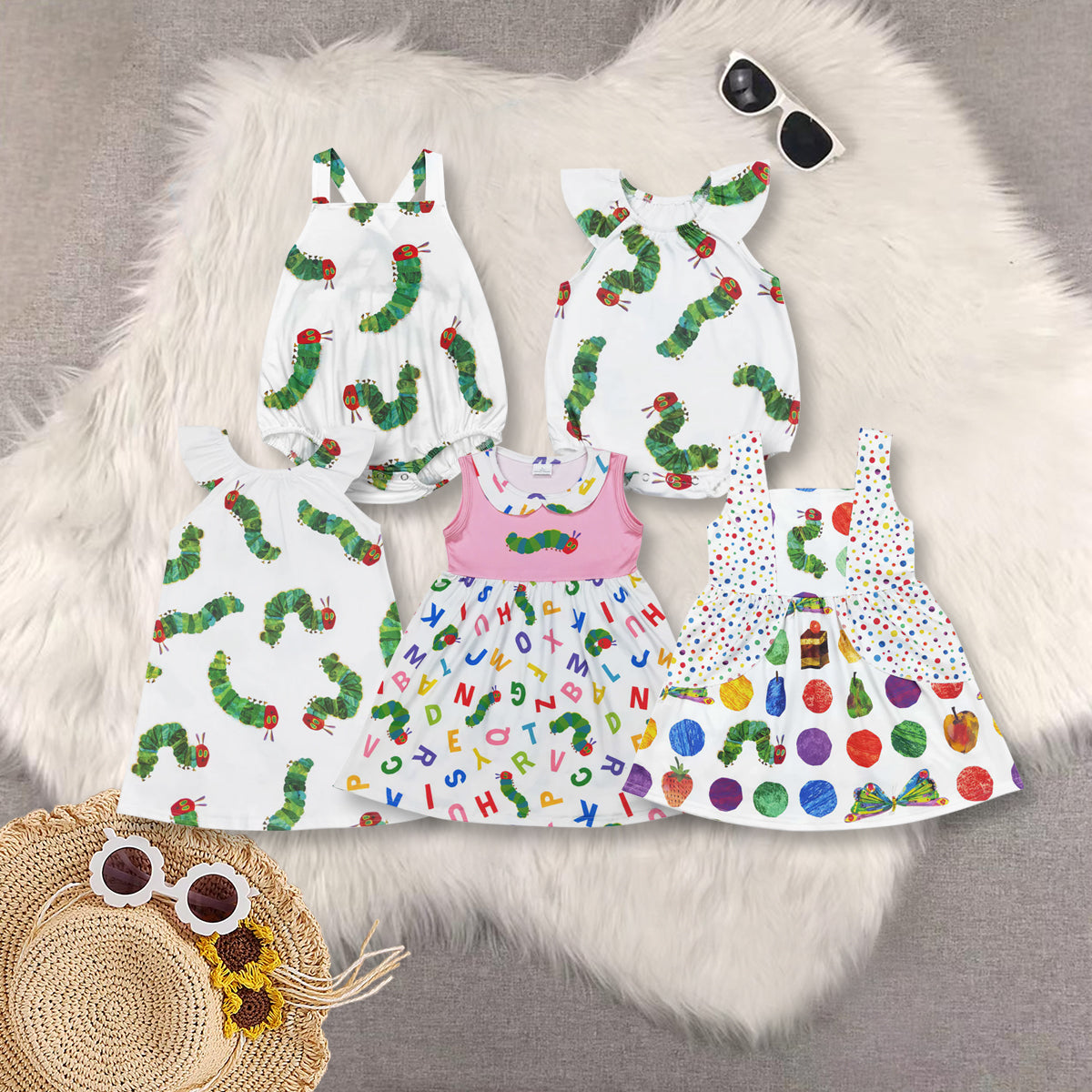 RTS NO MOQ Boys and Girls Caterpillar Bandage Summer Mixed Outfit