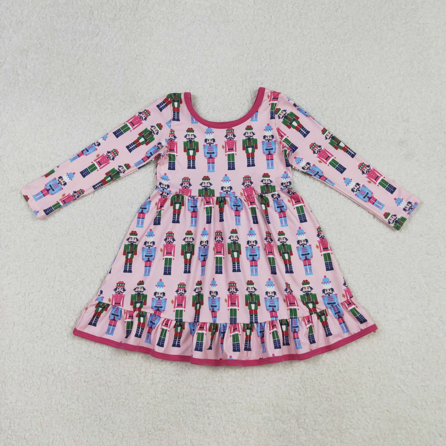 RTS NO MOQ（In Stock) GLD1280 Christmas Nutcracker Pink Long-Sleeved Dress