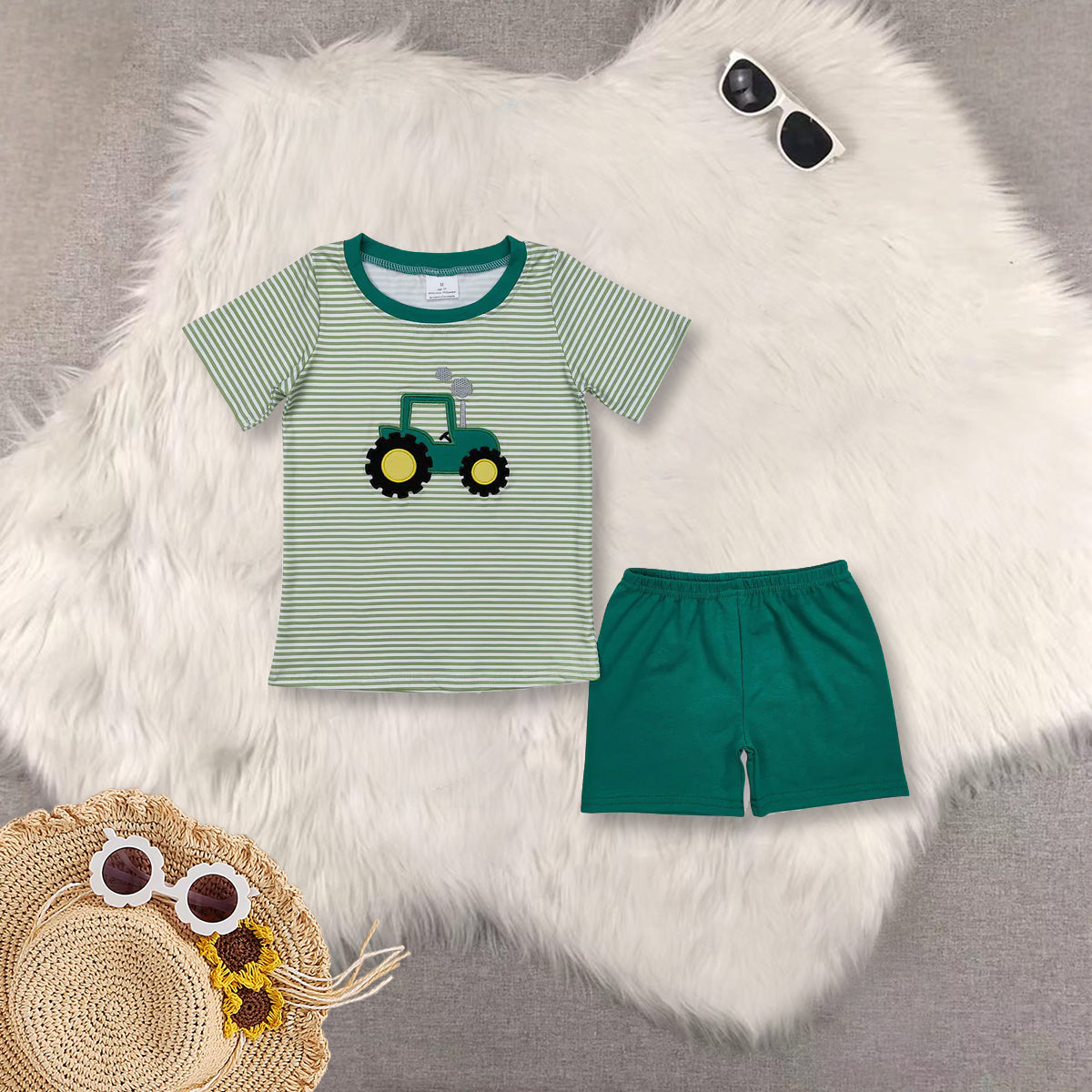 RTS NO MOQ Baby boy girls clothes  Short Sleeve shorts Suit