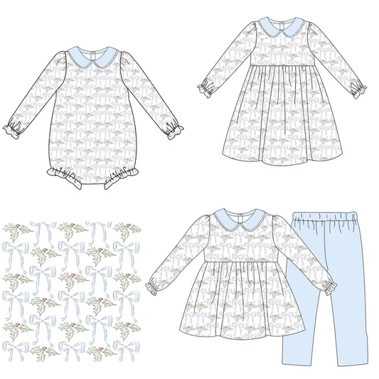 Custom moq 5 each style eta 6-7weeks baby girl clothes bow long sleeve pants sets and romper and dress -25.8.25