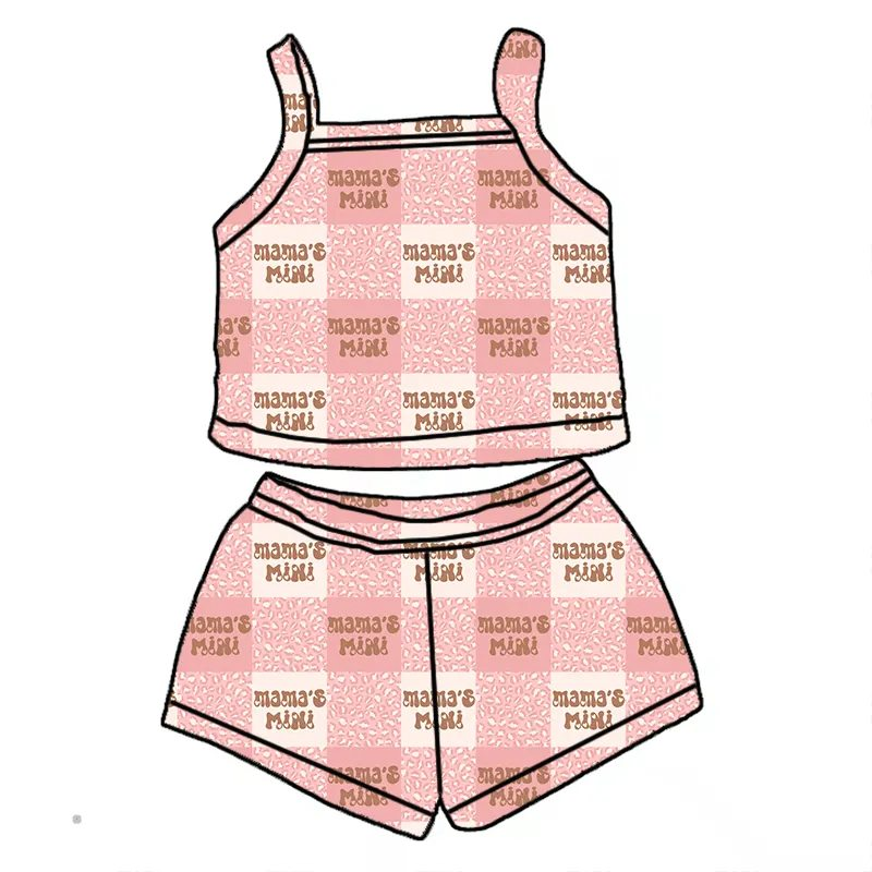 Custom summer baby girls clothes short sleeve shorts set