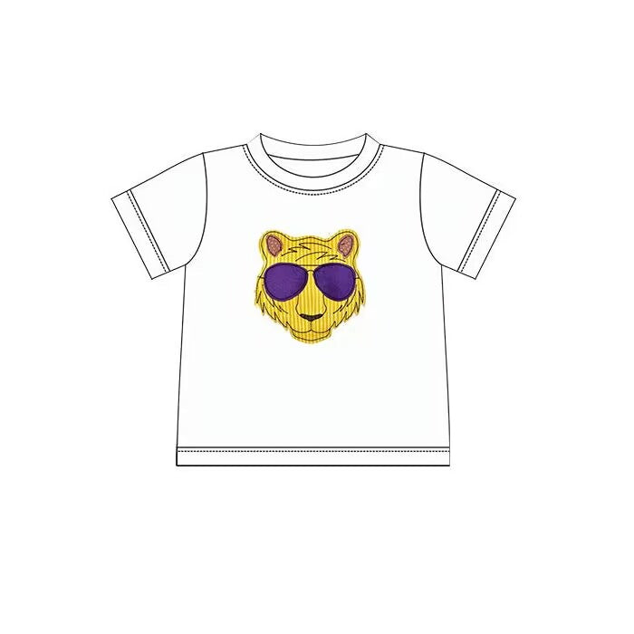 custom moq 3 team Panthers eta 6-8weeks boys white short sleeves top
