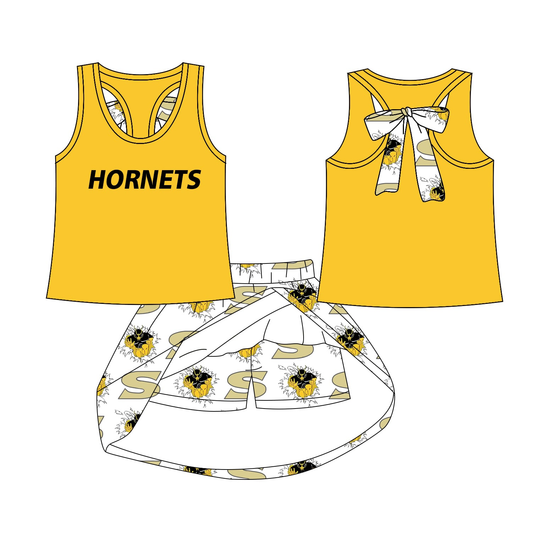 Custom moq 5 baby girls sets Summer Girls Team Skirt Shorts Set