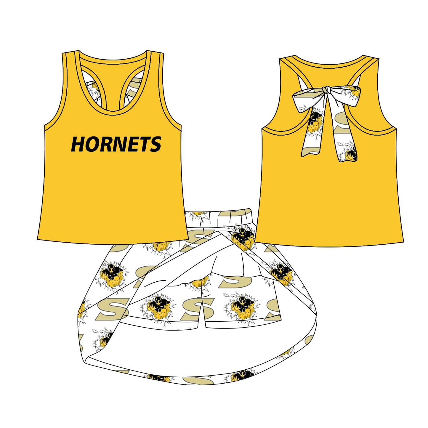 Custom moq 5 baby girls sets Summer Girls Team Skirt Shorts Set