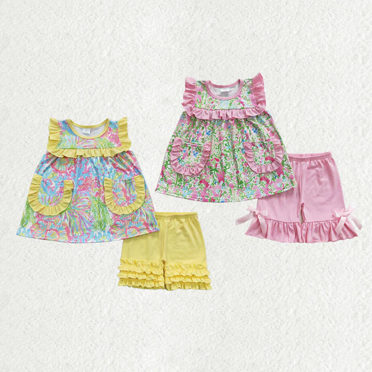 Sibling Baby Girls clothes Flowers Summer Sibling Sister Clothes Sets